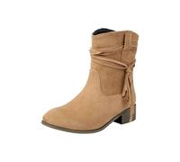 Gyaimxfu Bottines de cowboy western pour femme - En daim - Légères - Pour femme - Talon bloc - Bottes mi-hautes - Bottes de cowboy, vin, 43 EU