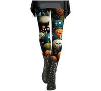 Gyaimxfu Legging pour femme Halloween fantômes citrouille crâne chauve-souris pantalon de sport pantalon de yoga stretch pantalon skinny décontracté confortable rétro pantalon de jogging leggings de