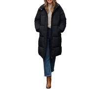 Gyaimxfu Manteau d'hiver long pour femme - Veste matelassée élégante - Doublure chaude - Parka d'hiver - Manteau matelassé - Fermeture éclair - Manteau en duvet avec capuche, Noir , XL