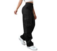 Gyaimxfu Pantalon cargo avec de nombreuses poches pour femme - Pantalon de randonnée taille haute - Pantalon de trekking élastique - Pantalon d'extérieur à jambe large - Pantalon d'entraînement avec