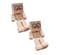 Gyaimxfu SchüTtelmann Petite figurine en bois qui se balance avec 12 ventouses magnétiques, décoration amusante pour tableau de bord de voiture, décoration faite à la main comme ornement de voiture, 2