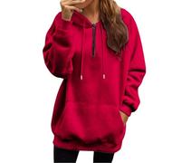 Gyaimxfu Sweat à capuche surdimensionné pour femme - Demi-fermeture éclair - Manches longues - Automne - Hiver - Couleur unie - Chaud - Basique - Loisirs - Vêtement d'extérieur - Style sport