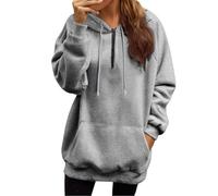 Gyaimxfu Sweat à capuche surdimensionné pour femme - Demi-fermeture éclair - Manches longues - Automne - Hiver - Couleur unie - Chaud - Basique - Loisirs - Vêtement d'extérieur - Style sport