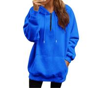 Gyaimxfu Sweat à capuche surdimensionné pour femme - Demi-fermeture éclair - Manches longues - Automne - Hiver - Couleur unie - Chaud - Basique - Loisirs - Vêtement d'extérieur - Style sport
