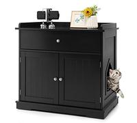 GYAMX Maison pour Chat avec Fenêtre Latérale, Armoire pour Chat à Doubles Portes avec Tiroir et Tablette Supérieure Spacieuse, Bonne Ventilation, 75,5X53X73,5CM