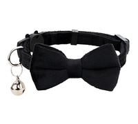 Gyapet Collier pour chat en velours doux avec nœud papillon et clochette pour garçon fille chaton Couleurs pures basiques mâles femelles [1 pièce] Noir