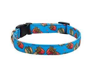 Gyapet Collier pour chien réglable avec boucle à bouton-pression pour chiens de petite, moyenne et grande taille, motifs de nourriture amusants, vacances, chiot Hambourg, L