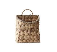 GYASVWU Panier suspendu tissé en jacinthe d'eau - Panier mural en osier fait à la main pour jardin, ferme, maison (bouche en jacinthe d'eau de marine)