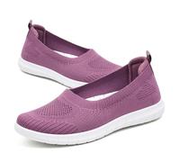 GYCF Chaussures à Enfiler Femmes Ultra-Légères,Chaussures Marche Slip on Orthopédiques,Été Respirante Maille Aérée Baskets avec Soutien de la voûte Plantaire,Violet,38EU