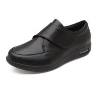 GYCF Chaussures en Cuir Diabétiques Extra Larges Chaussures de Marche Décontractées Gonflement Pied Arthrite œdème Neuropathie Fasciite Plantaire,Noir,39EU