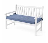 GYCF Coussin Banc Exterieur, Coussin d'Assise Déhoussable pour Meubles, Galette de Banc Antidérapante avec Fixations, Mousse 50D 5cm pour Terrasse et Salon,Blue 02,60x40x5cm