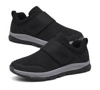 GYCF Extra Large Chaussures Diabétiques,Hommes Chaussures Marche Pieds Gonflés Chausson Diabetique Pied,Large Ajustables Chaussures Personnes Âgées Légères,Noir,44EU