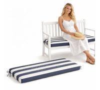 GYCS Coussin Exterieur, Coussin Chaise Exterieur, Coussins De Jardin, Coussin Banquette en Polyester Imperméable, Mousse 50D, 2 Sangles, Housse Zip pour Banc, Déhoussable,Dark Blue Stripes,140x30x5cm