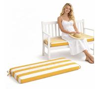 GYCS Coussin Exterieur, Coussin Chaise Exterieur, Coussins De Jardin, Coussin Banquette en Polyester Imperméable, Mousse 50D, 2 Sangles, Housse Zip pour Banc, Déhoussable,Yellow Stripes,70x30x5cm