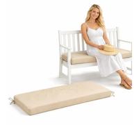 GYCS Coussin Exterieur, Coussin Chaise Exterieur, Coussins De Jardin, Coussin Banquette en Polyester Imperméable, Mousse 50D, 2 Sangles, Housse Zip pour Banc, Déhoussable,Beige,140x30x5cm