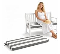GYCS Coussin Exterieur, Coussin Chaise Exterieur, Coussins De Jardin, Coussin Banquette en Polyester Imperméable, Mousse 50D, 2 Sangles, Housse Zip pour Banc, Déhoussable,Gray Stripes,130x55x5cm