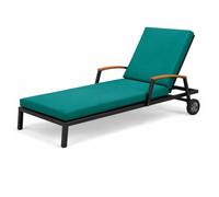 GYCS Matelas Transat Imperméable en Polyester, Rembourrage Mousse 50D, Dessous Antidérapant, 6 Attaches Et Accoudoirs pour Chaise Longue Extérieure Résistant À l'eau Et Léger,Dark Green,188x58x6cm