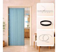 GYCS Séparateur De Pièce Effet Lin, Rideau Séparation De Pièce avec Rail Silencieux; Séparation De Pièce Intérieur pour Rideau Occultant Court, Placard, Cuisine & sous Évier,Bleu,240X240CM