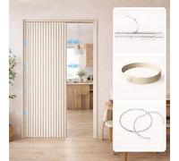 GYCS Séparateur De Pièce Effet Lin, Rideau Séparation De Pièce avec Rail Silencieux; Séparation De Pièce Intérieur pour Rideau Occultant Court, Placard, Cuisine & sous Évier,Beige,240X240CM