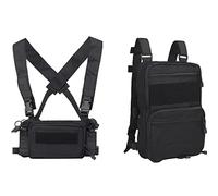 GYDEHUTJ Gilet Tactique Airsoft Ammo Poitrine Rig 5.56 9mm Magazine Carrier avec Molle Flat Pack Backpack