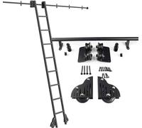 GYDFDHR Kit de quincaillerie pour Porte de Grange coulissante Noire de 2 m (6,6 pi) - Système de Rails à Rouleaux en Acier Carbone pour Maison et bibliothèque. Design Tubulaire Rond - Inst