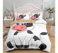 GYDGS Housse de Couette 240x260 cm Vache BlancheParure de lit Microfibre Confortable Ensemble de Literie avec 1 Housse de Couette et 2 taie d'oreiller 65 x65 cm