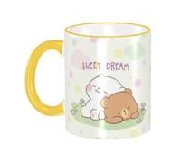 GYDJYWFRN Milk And Mocha Tasse à café et thé en céramique avec poignée, jolies tasses à café pour hommes, femmes, enfants et adultes