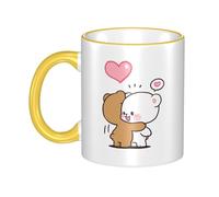 GYDJYWFRN Milk And Mocha Tasse à café et thé en céramique avec poignée, jolies tasses à café pour hommes, femmes, enfants et adultes