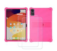GYDQQKJ Coque + 2 pièces Verre Trempé écran Glass pour Doogee Tab G6 Max (13.4"), Housse Etui Flexible Protection Souple Silicone Gel Rose Rouge TPU Case Cover - Rose Rouge
