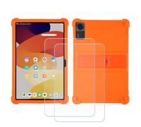 GYDQQKJ Coque + 2 pièces Verre Trempé écran Glass pour Redmi Pad 2 Pro (12.1"), Housse Etui Flexible Protection Souple Silicone Gel Couleur Orange TPU Case Cover