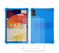 GYDQQKJ Coque + 3 pièces Verre Trempé écran Glass pour Doogee Tab G6 Plus (11.0"), Housse Etui Flexible Protection Souple Silicone Gel Bleu TPU Case Cover - Bleu