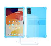 GYDQQKJ Coque + 4 pièces Verre Trempé écran Glass pour Doogee Tab G6 Plus (11.0"), Housse Etui Flexible Protection Souple Silicone Gel Bleu Ciel TPU Case Cover - Bleu Ciel