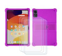 GYDQQKJ Coque + 4 pièces Verre Trempé écran Glass pour HAOVM M8 (8.0"), Housse Etui Flexible Protection Souple Silicone Gel La Couleur Violette TPU Case Cover