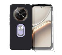 GYDQQKJ Coque avec 2X Verre Trempé écran Glass pour Doogee Fire 7 (6.60"), Housse Etui Flexible Protection Souple Silicone Gel Noir TPU Case Cover Anneau (Violet Anneau Telephone)