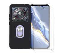 GYDQQKJ Coque avec 2X Verre Trempé écran Glass pour Oukitel WP36 Pro (6.52"), Housse Etui Flexible Protection Souple Silicone Gel Noir TPU Case Cover Anneau (Violet Anneau Telephone)