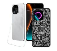GYDQQKJ Coque + avec Verre Trempé écran Glass pour Blackview Color 6, Housse Etui Flexible Protection Souple Silicone Gel Noir TPU Case Cover pour Blackview Color 6 (6.67") - LH24