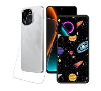 GYDQQKJ Coque + avec Verre Trempé écran Glass pour Blackview Color 6, Housse Etui Flexible Protection Souple Silicone Gel Noir TPU Case Cover pour Blackview Color 6 (6.67") - LH93