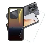 GYDQQKJ Coque + avec Verre Trempé écran Glass pour Blackview Wave 9C, Housse Etui Flexible Protection Souple Silicone Gel Noir TPU Case Cover pour Blackview Wave 9C (6.56") - LH27