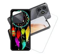 GYDQQKJ Coque + avec Verre Trempé écran Glass pour Blackview Wave 9C, Housse Etui Flexible Protection Souple Silicone Gel Noir TPU Case Cover pour Blackview Wave 9C (6.56") - LH94