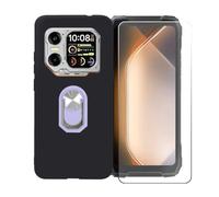 GYDQQKJ Coque avec Verre Trempé écran Glass pour Blackview Xplore 1 (6.78"), Housse Etui Flexible Protection Souple Silicone Gel Noir TPU Case Cover Anneau (Violet Anneau Telephone)