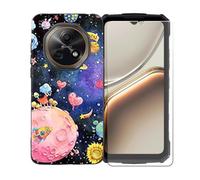 GYDQQKJ Coque avec Verre Trempé écran Glass pour Doogee Fire 7, Housse Etui Flexible Protection Souple Silicone Gel Noir TPU Case Cover pour Doogee Fire 7 (6.60") - LLM38