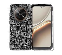 GYDQQKJ Coque avec Verre Trempé écran Glass pour Doogee Fire 7, Housse Etui Flexible Protection Souple Silicone Gel Noir TPU Case Cover pour Doogee Fire 7 (6.60") - LLM42