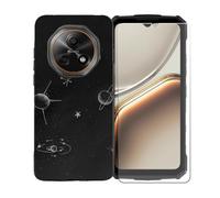 GYDQQKJ Coque avec Verre Trempé écran Glass pour Doogee Fire 7, Housse Etui Flexible Protection Souple Silicone Gel Noir TPU Case Cover pour Doogee Fire 7 (6.60") - BST14