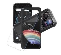 GYDQQKJ Coque + avec Verre Trempé écran Glass pour Hotwav Cyber 15, Housse Etui Flexible Protection Souple Silicone Gel Noir TPU Case Cover pour Hotwav Cyber 15 (6.60") - LH60