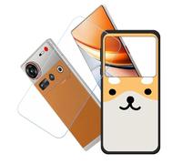 GYDQQKJ Coque + avec Verre Trempé écran Glass pour Nubia Z70S Ultra, Housse Etui Flexible Protection Souple Silicone Gel Noir TPU Case Cover pour Nubia Z70S Ultra (6.85") - LH83