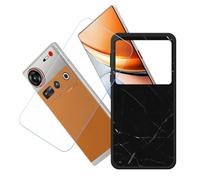 GYDQQKJ Coque + avec Verre Trempé écran Glass pour Nubia Z70S Ultra, Housse Etui Flexible Protection Souple Silicone Gel Noir TPU Case Cover pour Nubia Z70S Ultra (6.85") - LH32