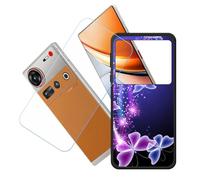 GYDQQKJ Coque + avec Verre Trempé écran Glass pour Nubia Z70S Ultra, Housse Etui Flexible Protection Souple Silicone Gel Noir TPU Case Cover pour Nubia Z70S Ultra (6.85") - LH96