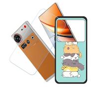 GYDQQKJ Coque + avec Verre Trempé écran Glass pour Nubia Z70S Ultra, Housse Etui Flexible Protection Souple Silicone Gel Noir TPU Case Cover pour Nubia Z70S Ultra (6.85") - LH21