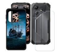 GYDQQKJ Coque + avec Verre Trempé écran Glass pour Oscal Marine 2, Housse Etui Flexible Protection Souple Silicone Gel Noir TPU Case Cover pour Oscal Marine 2 (6.56") - LH31