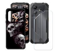 GYDQQKJ Coque + avec Verre Trempé écran Glass pour Oscal Marine 2, Housse Etui Flexible Protection Souple Silicone Gel Noir TPU Case Cover pour Oscal Marine 2 (6.56") - LH56
